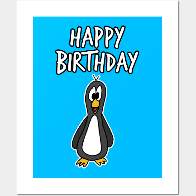 Happy Birthday Penguin Wall Art by doodlerob